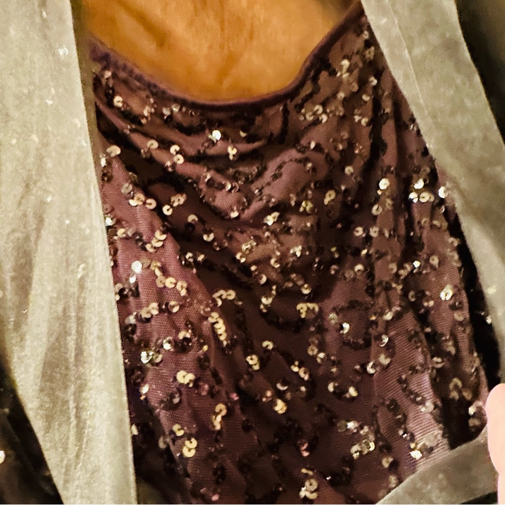 EMANUEL Bodysuit in black with sequin bling camisole. Size 8 - Picture 3 of 6